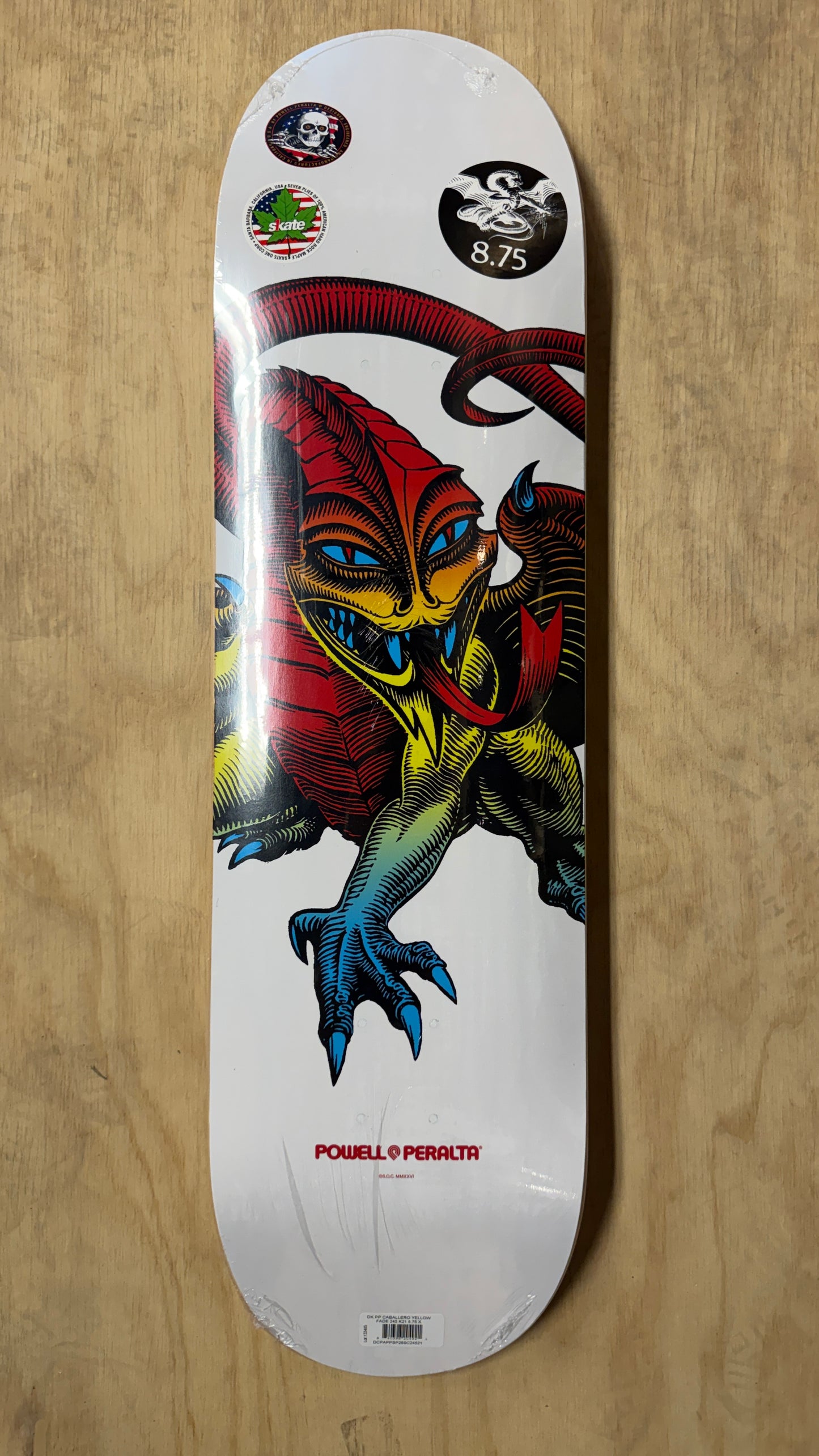 PP Caballero Yellow Fade 8.75 White Skateboard Deck