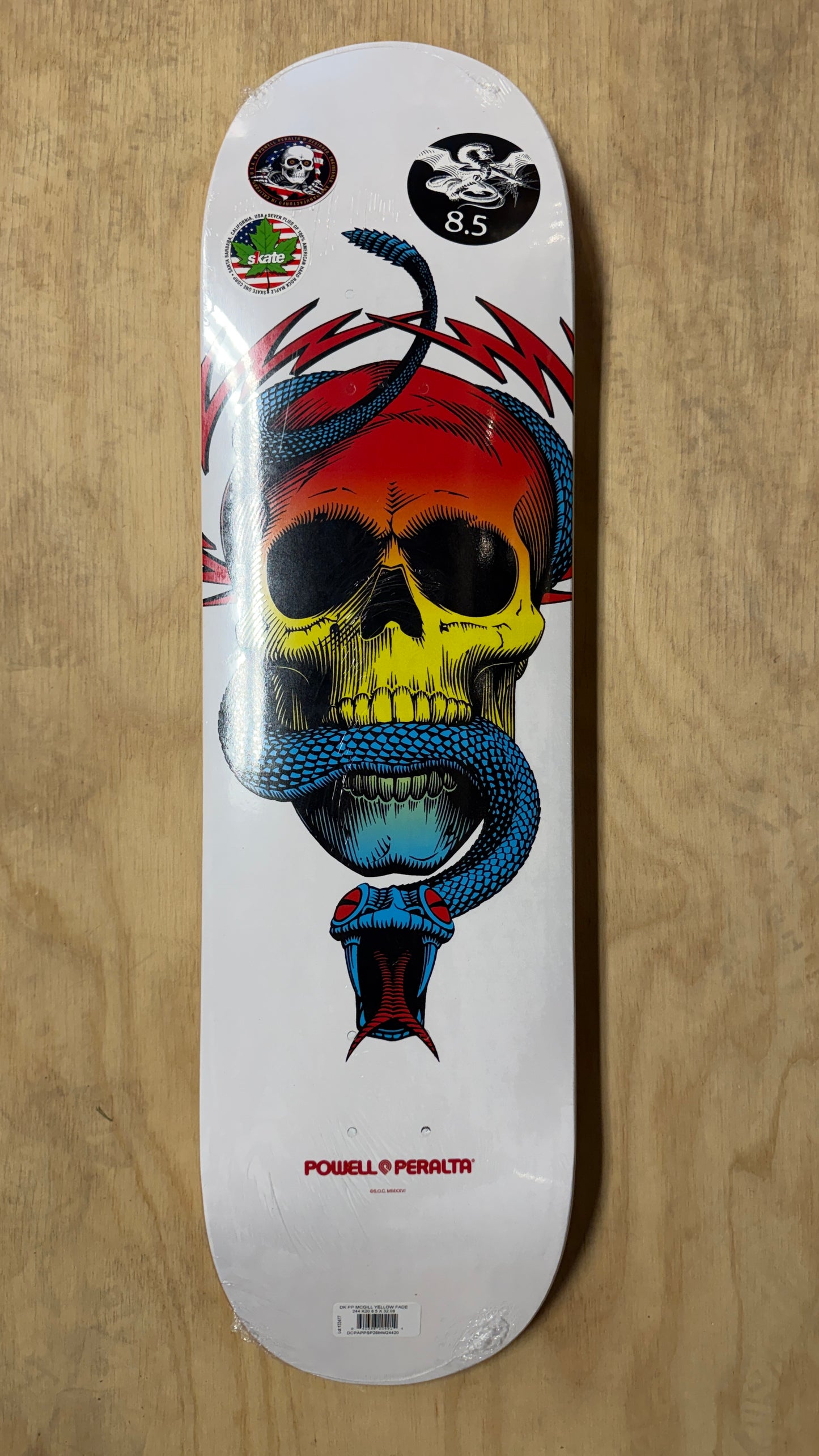 PP McGill Yellow Fade 8.5 Skateboard Deck White