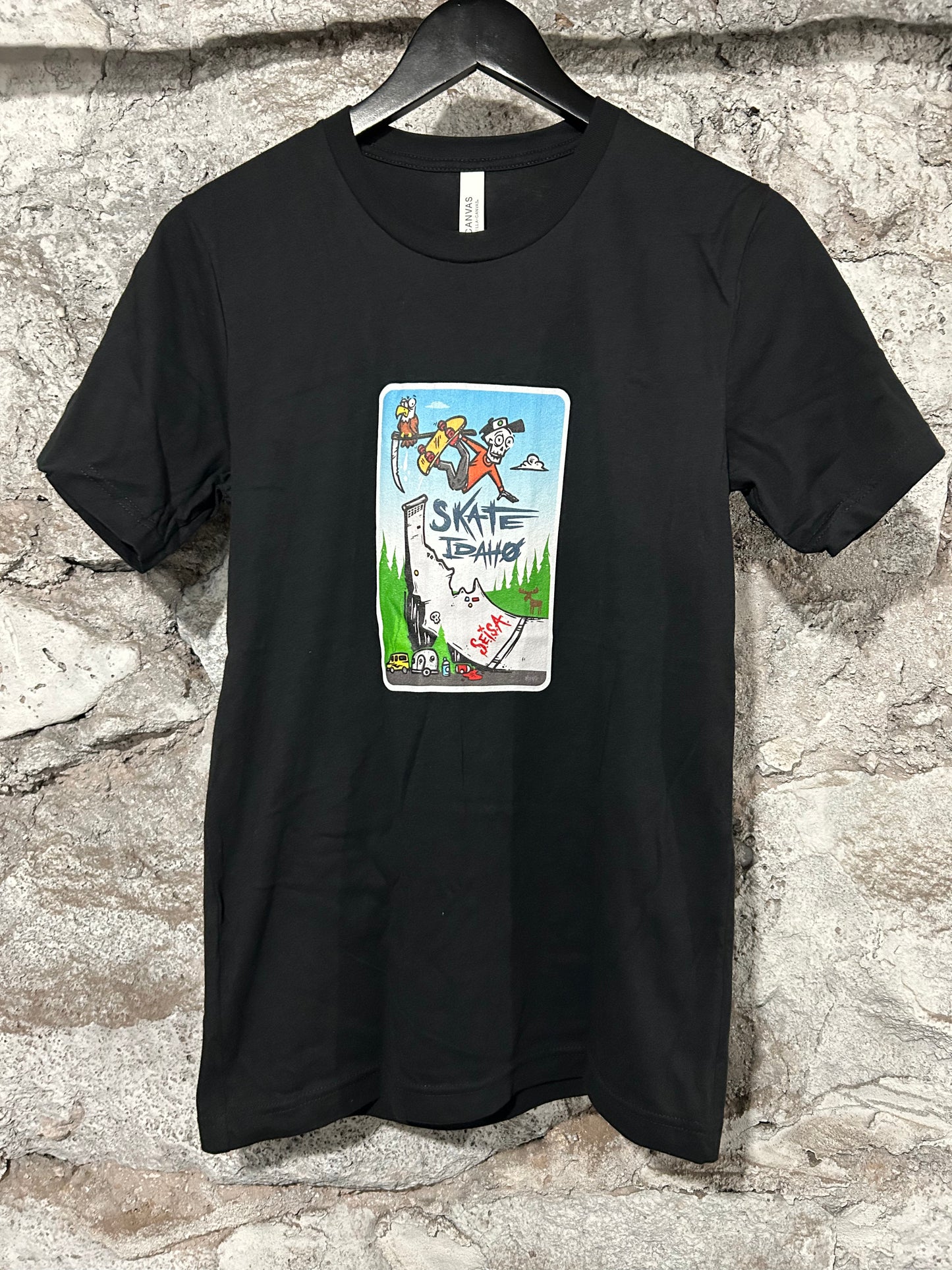 Skate Idaho T-Shirt - Black/Colored Graphic
