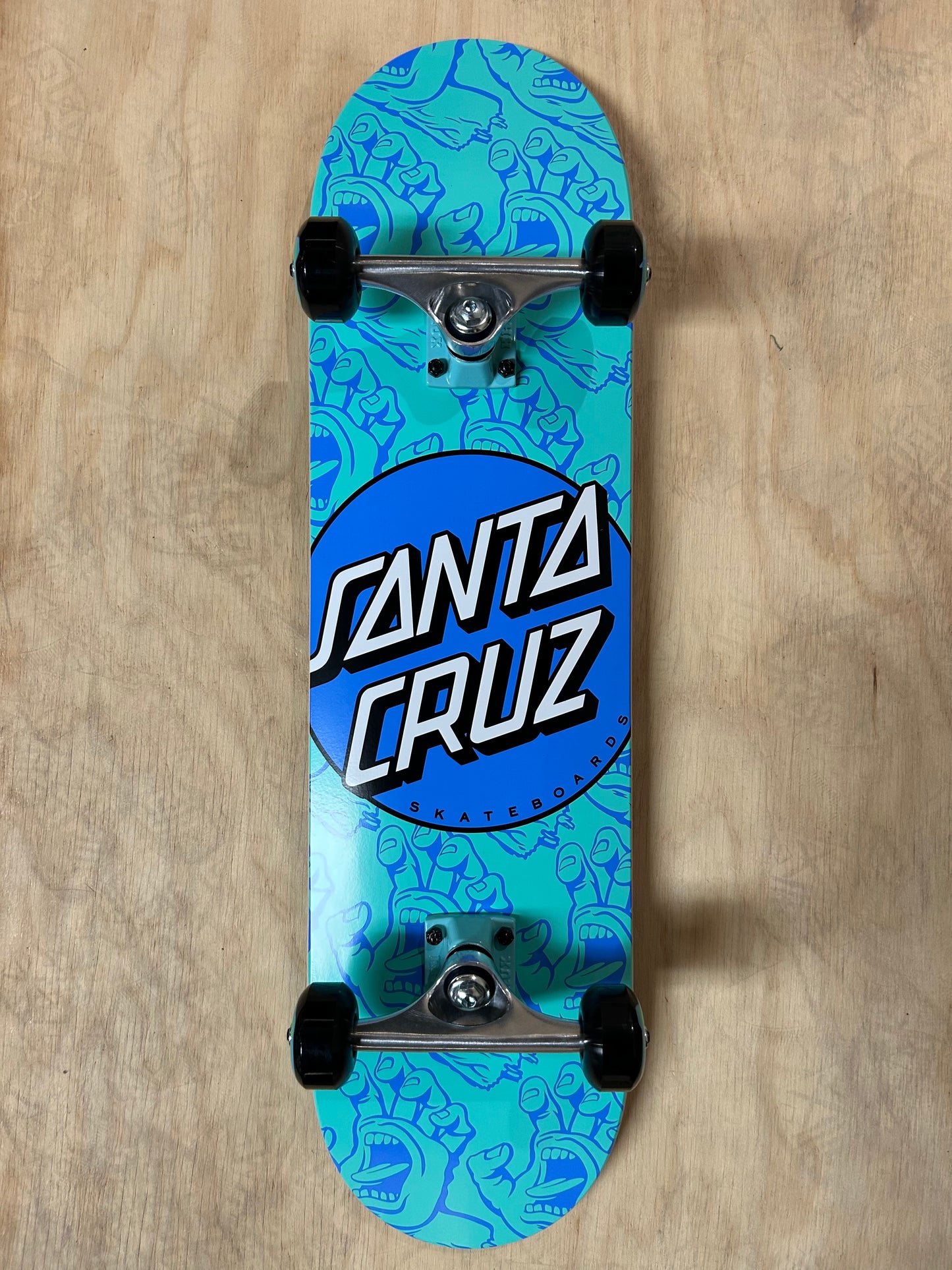 Other Dot Hands Mini 7.75 Santa Cruz Skateboard Complete - Turquoise