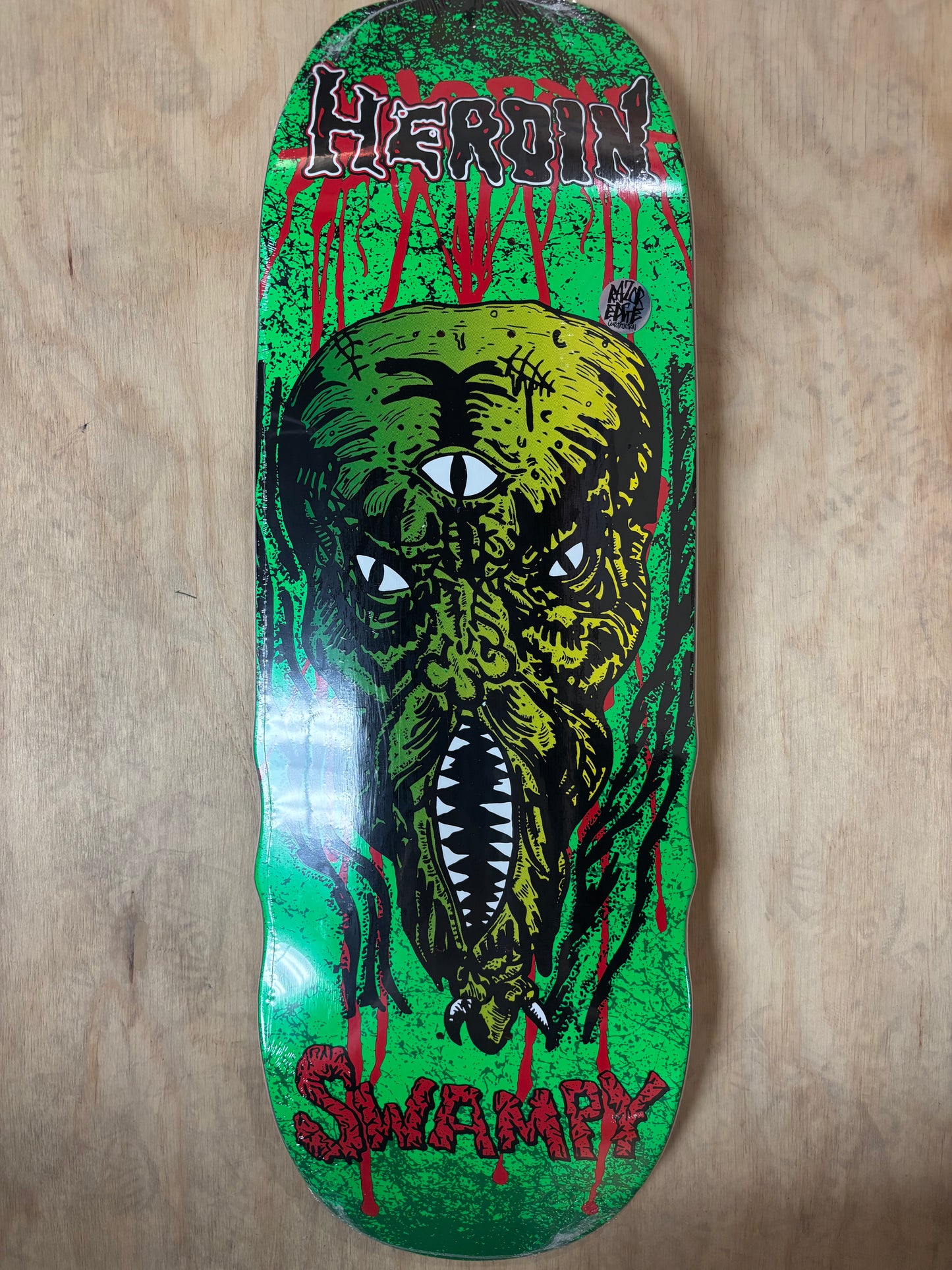 HEROIN Swampy KO2 Slime Face Skateboard Deck 10.6