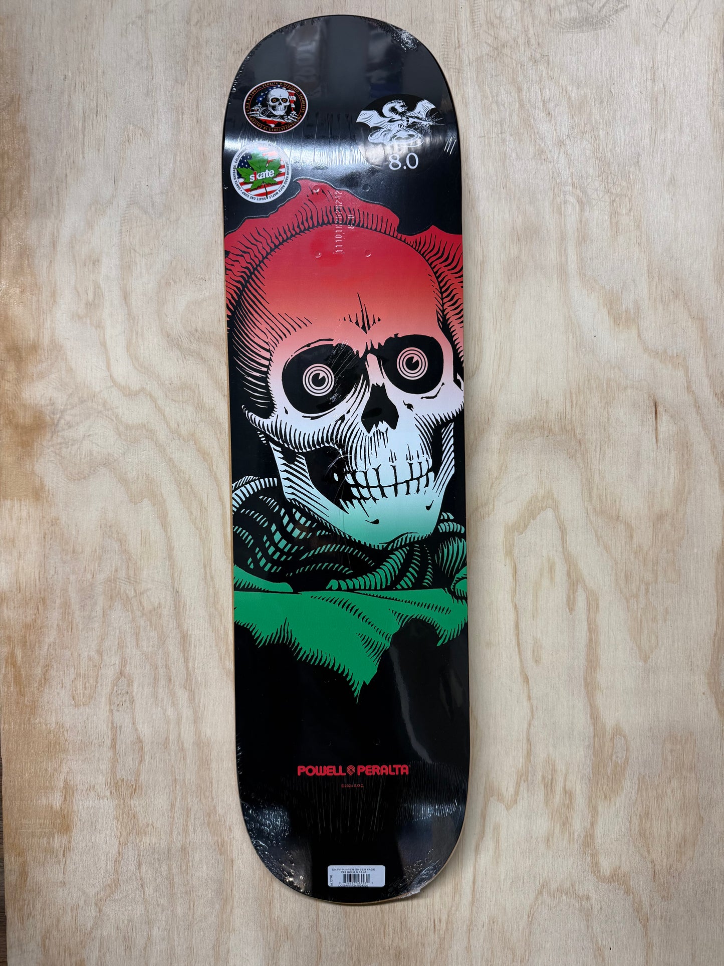 Powell Peralta Ripper Skateboard Deck Green Fade - 8 x 31.45