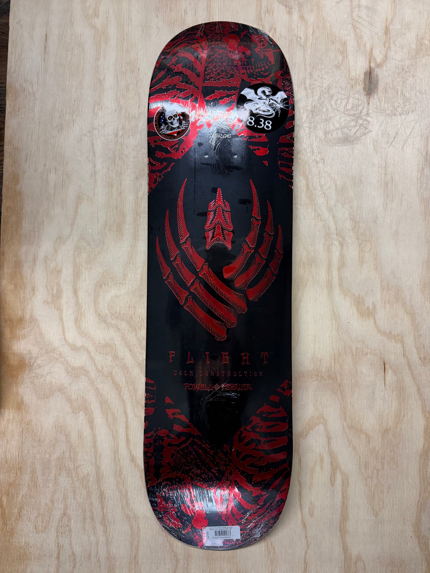 Powell Peralta Skeleton Red Foil FLIGHT Skateboard Deck - 8.38" K26