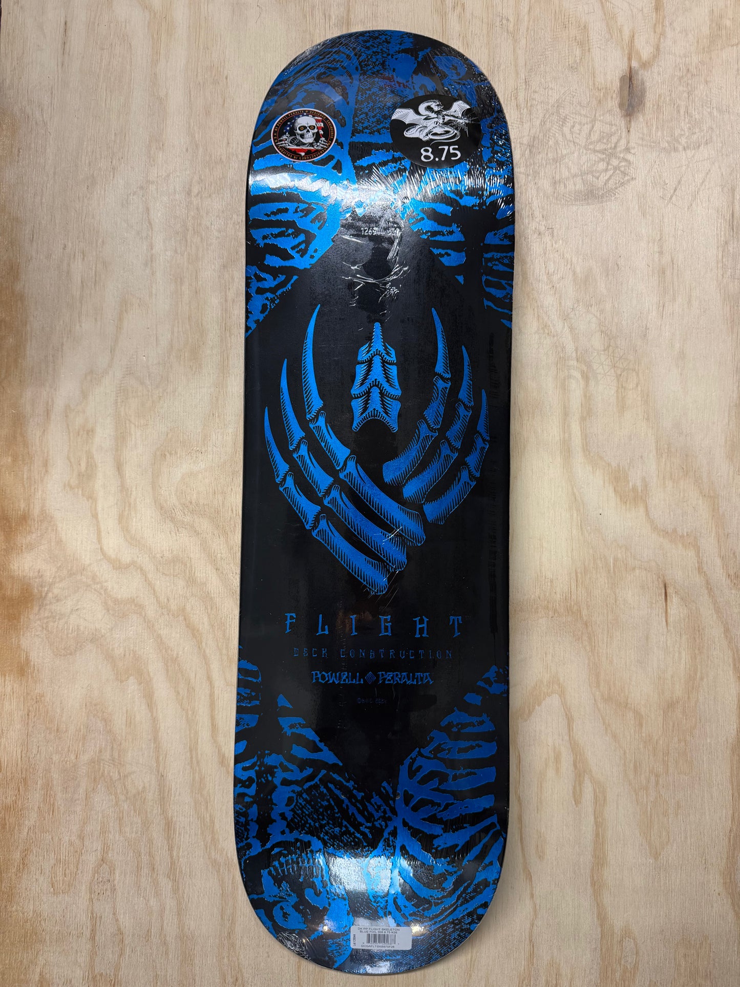 Powell Peralta Skeleton Blue Foil FLIGHT Skateboard Deck 8.75" K26