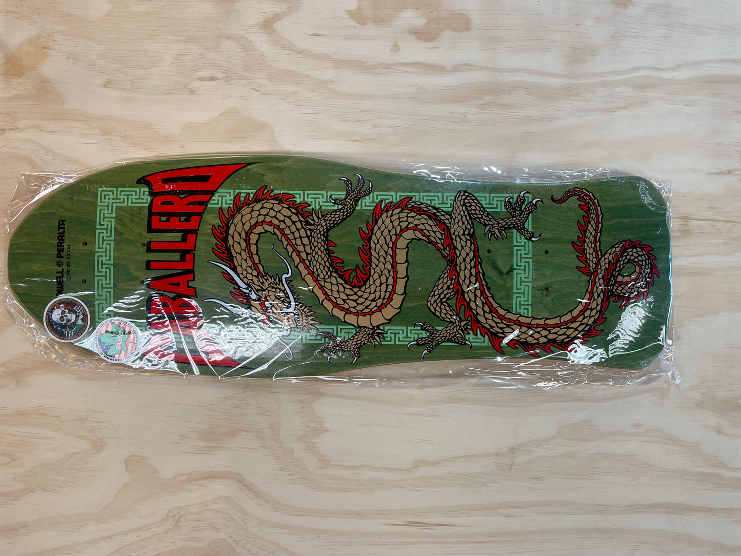 Steve Caballero Chinese Dragon Reissue Skateboard Deck Sage Green - 10 x 30