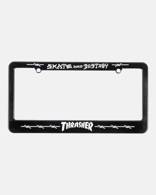 THRASHER BARBED WIRE - LICENSE PLATE COVER - BLACK