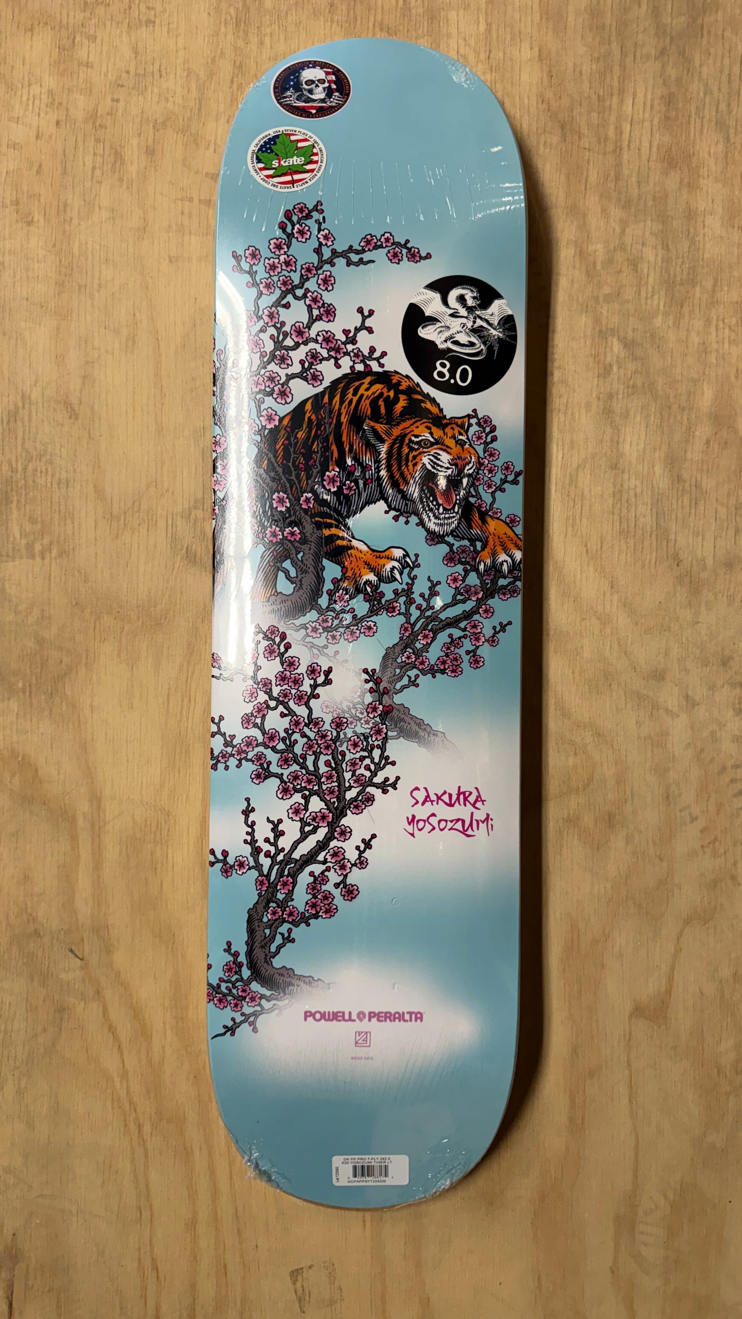 PP Yosozumi Tiger 8.0 Light Blue Skateboard Deck