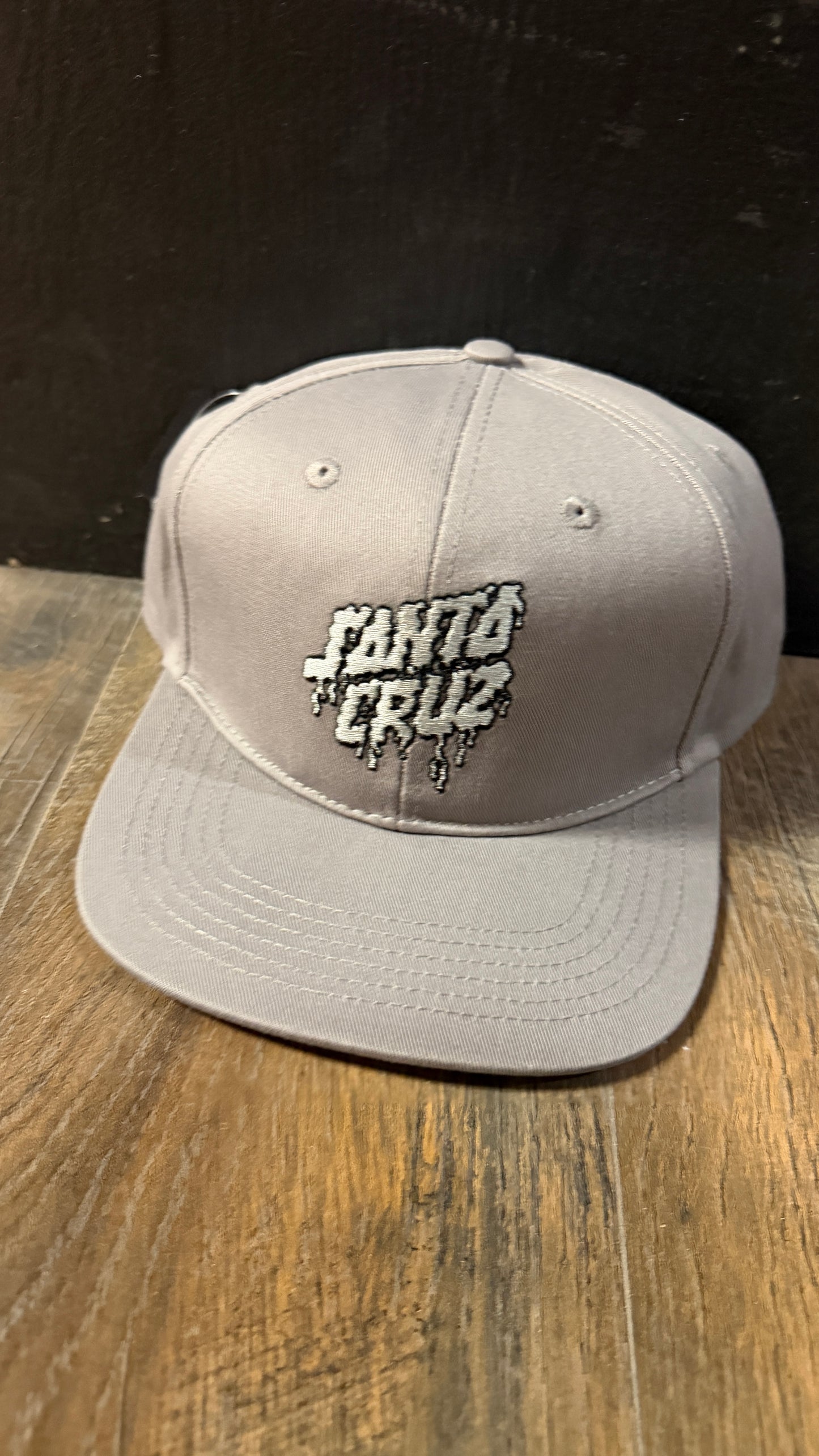 SANTA CRUZ Plasma Stacked Strip Snapback Structured Hat Hthr Grey w/ Sil