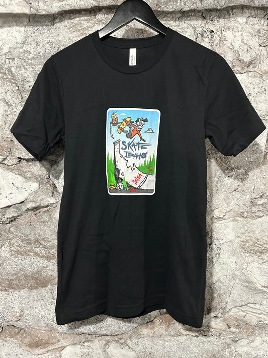 Skate Idaho T-Shirt - Black/Colored Graphic