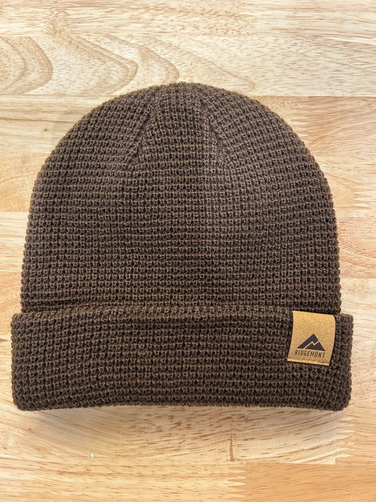 Ridge Waffle Knit Beanie/Brown