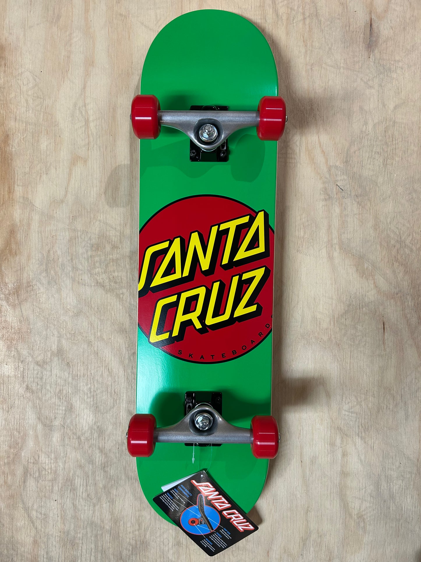 Classic Dot Mid 7.8 Santa Cruz Skateboard Complete - Green/Red