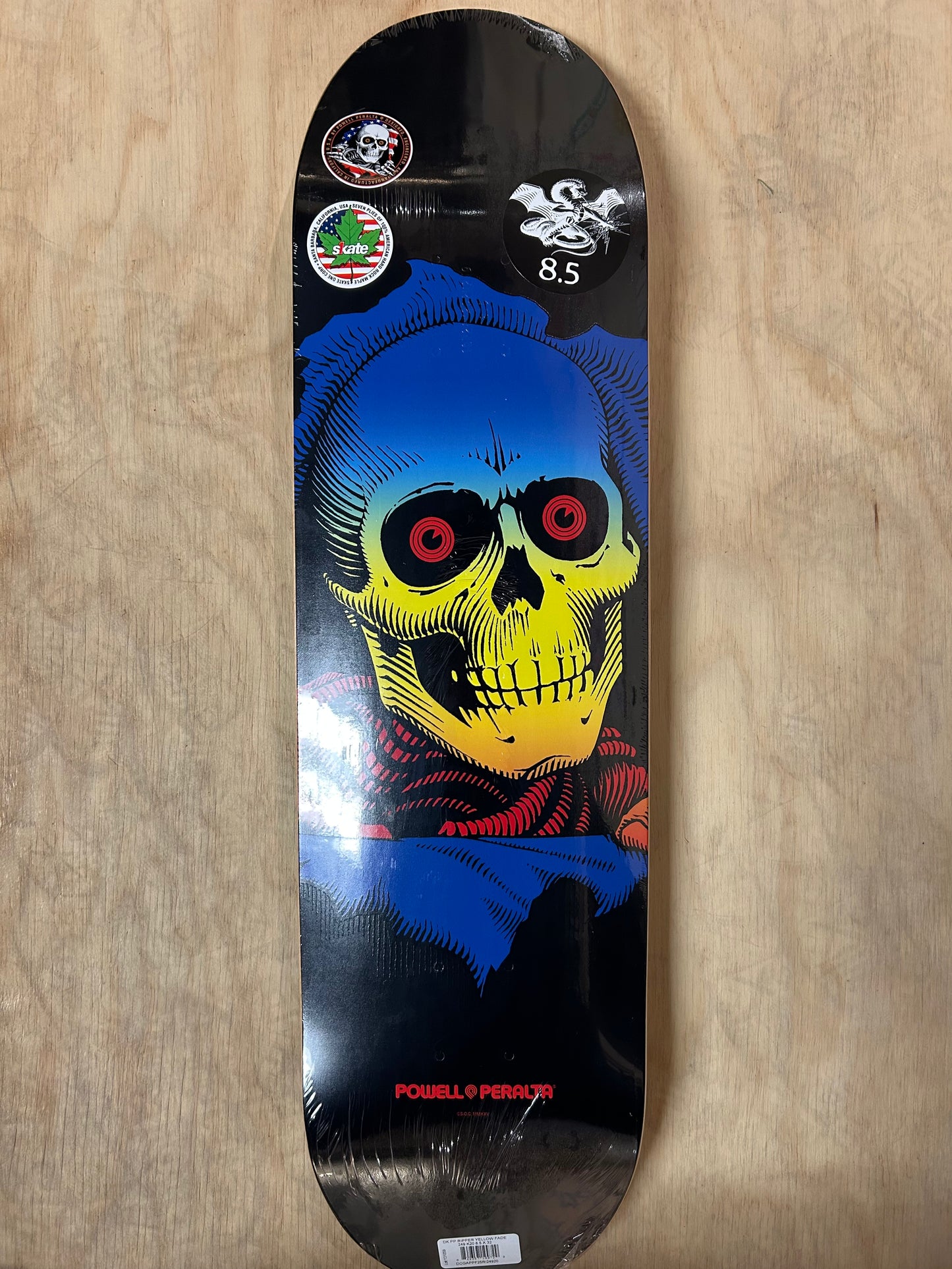 PP RIPPER YELLOW FADE 8.5 Skateboard Deck Black