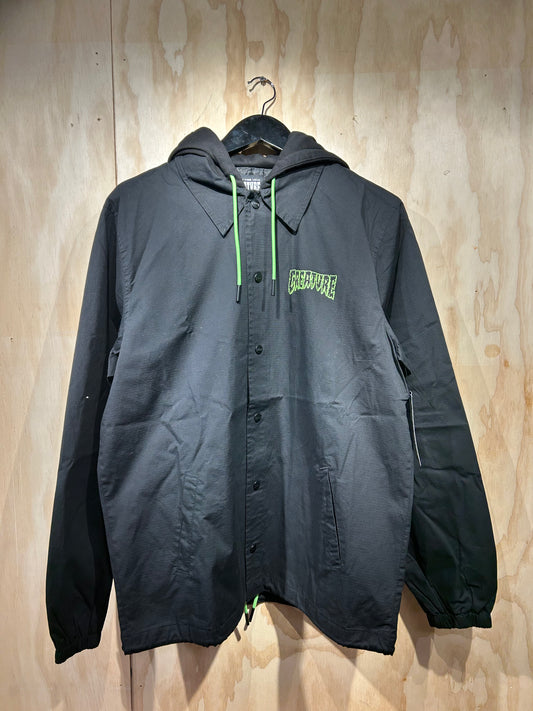 Gravette Cut And Tie Hooded Windbreaker Jacket Black Mens Creature