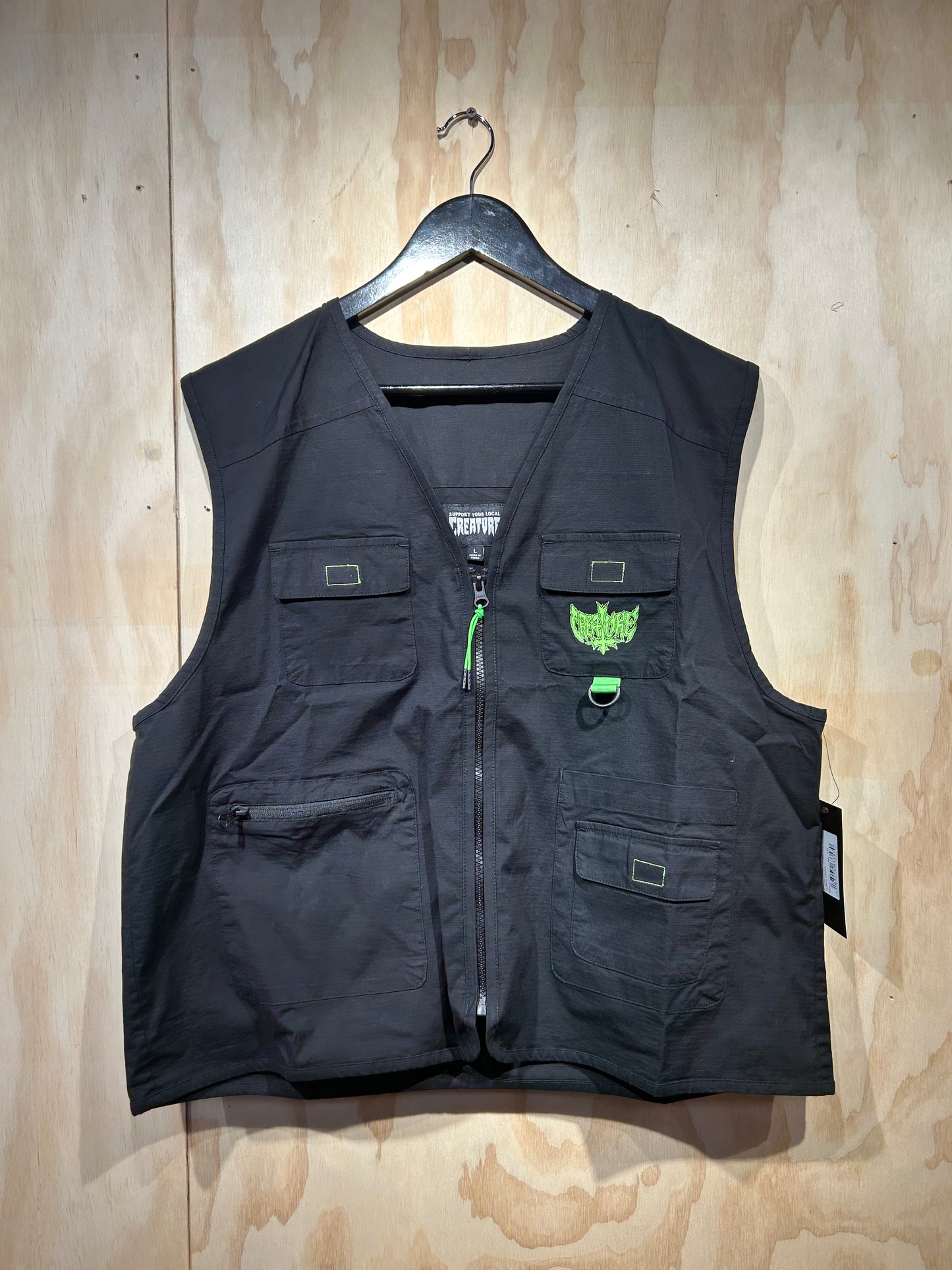 Gravette Cut And Tie Vest Utility Top Black Mens Creature