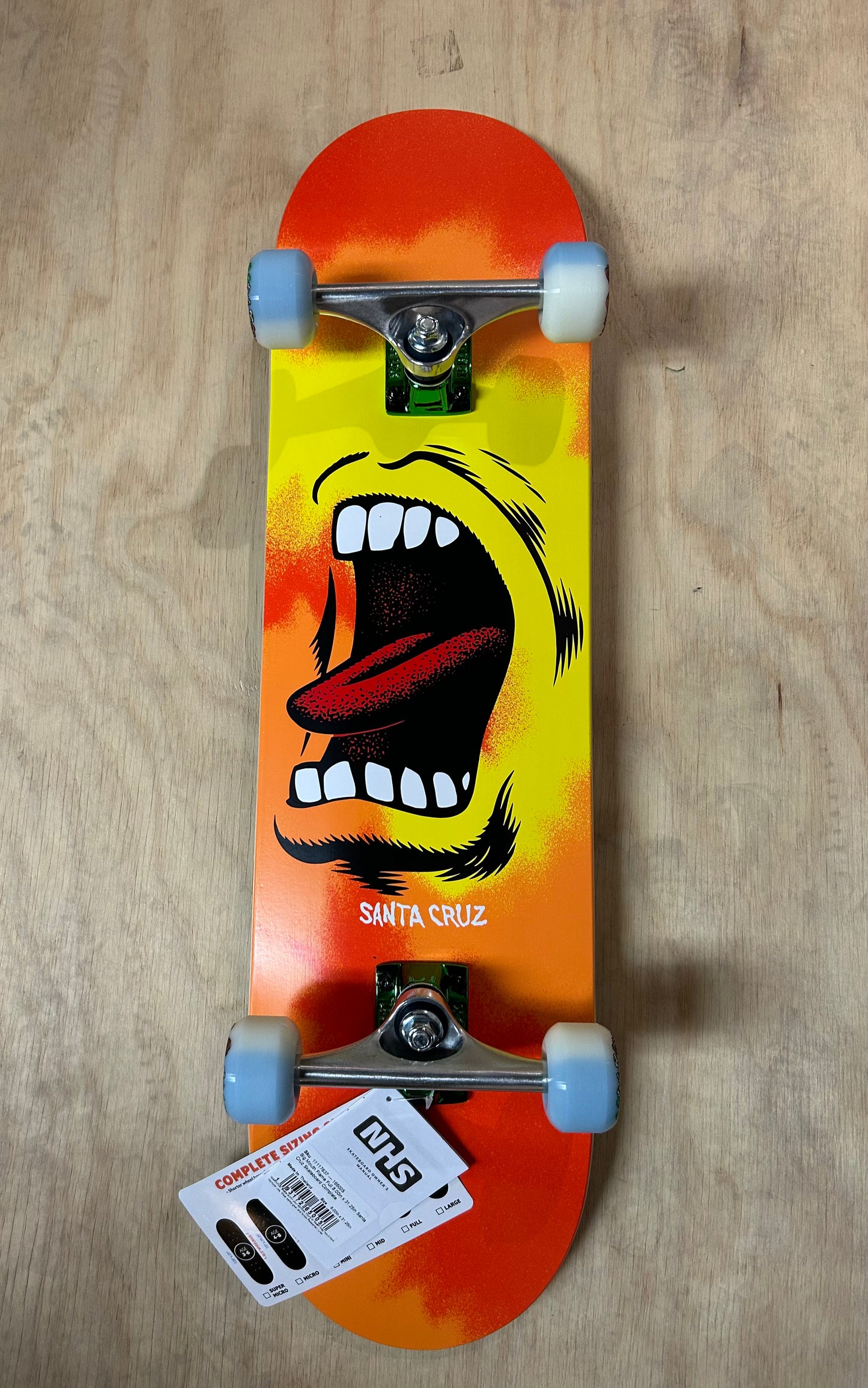santa cruz big mouth flame full 8.0 skateboard complete