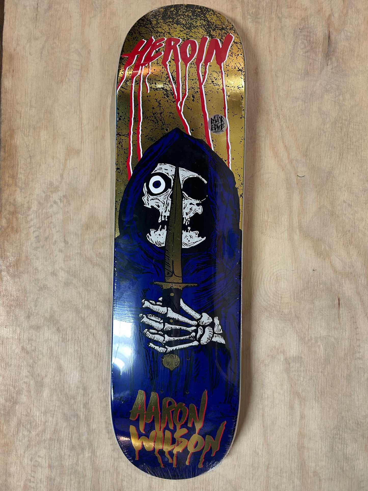 HEROIN Aaron Wilson KO2 Skull Priest Skateboard Deck 8.5
