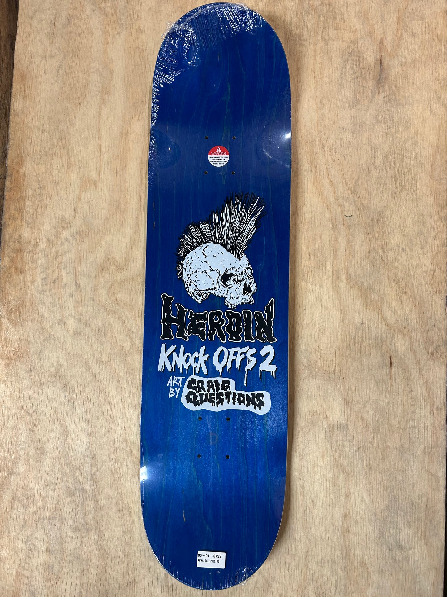 HEROIN Aaron Wilson KO2 Skull Priest Skateboard Deck 8.5