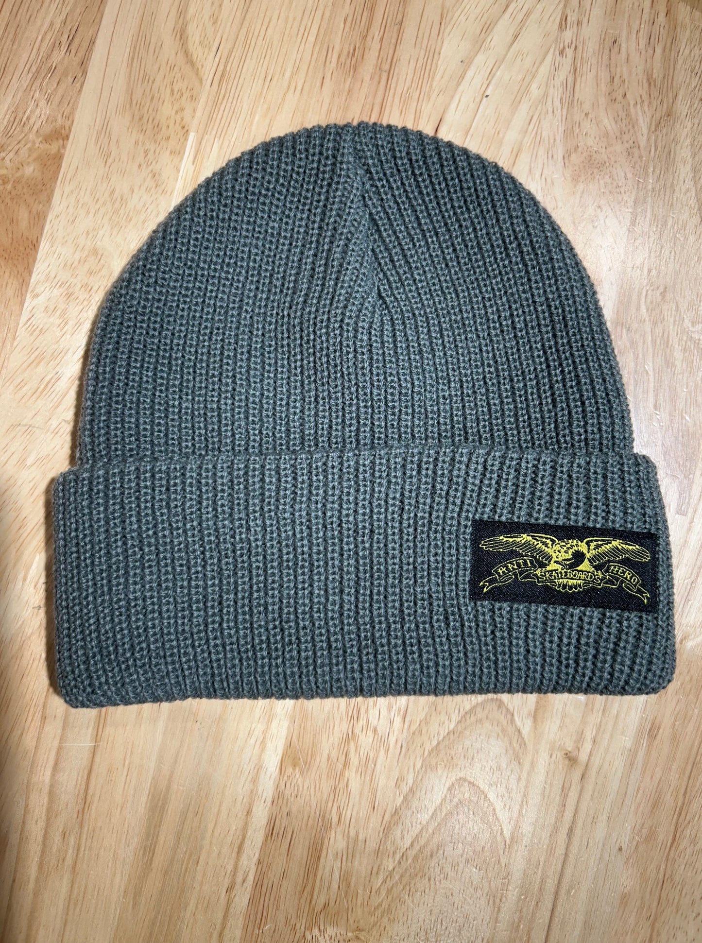 Antihero Stock Eagle Label Beanie Charcoal/Yellow