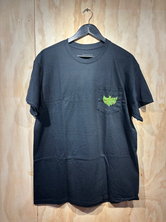 Gravette Hippie Skull 20th S/S Pocket Heavyweight T-Shirt Black Mens Creature