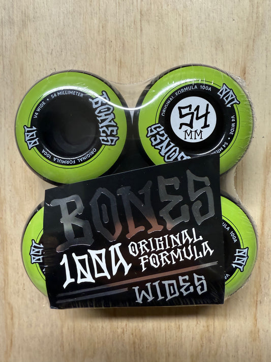 BONES WHEELS WIDE 100'S 54 V4 OG FORMULA 100A BLK 4PK