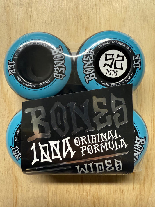 BONES WHEELS WIDE 100'S 52 V4 OG FORMULA 100A BLK 4PK