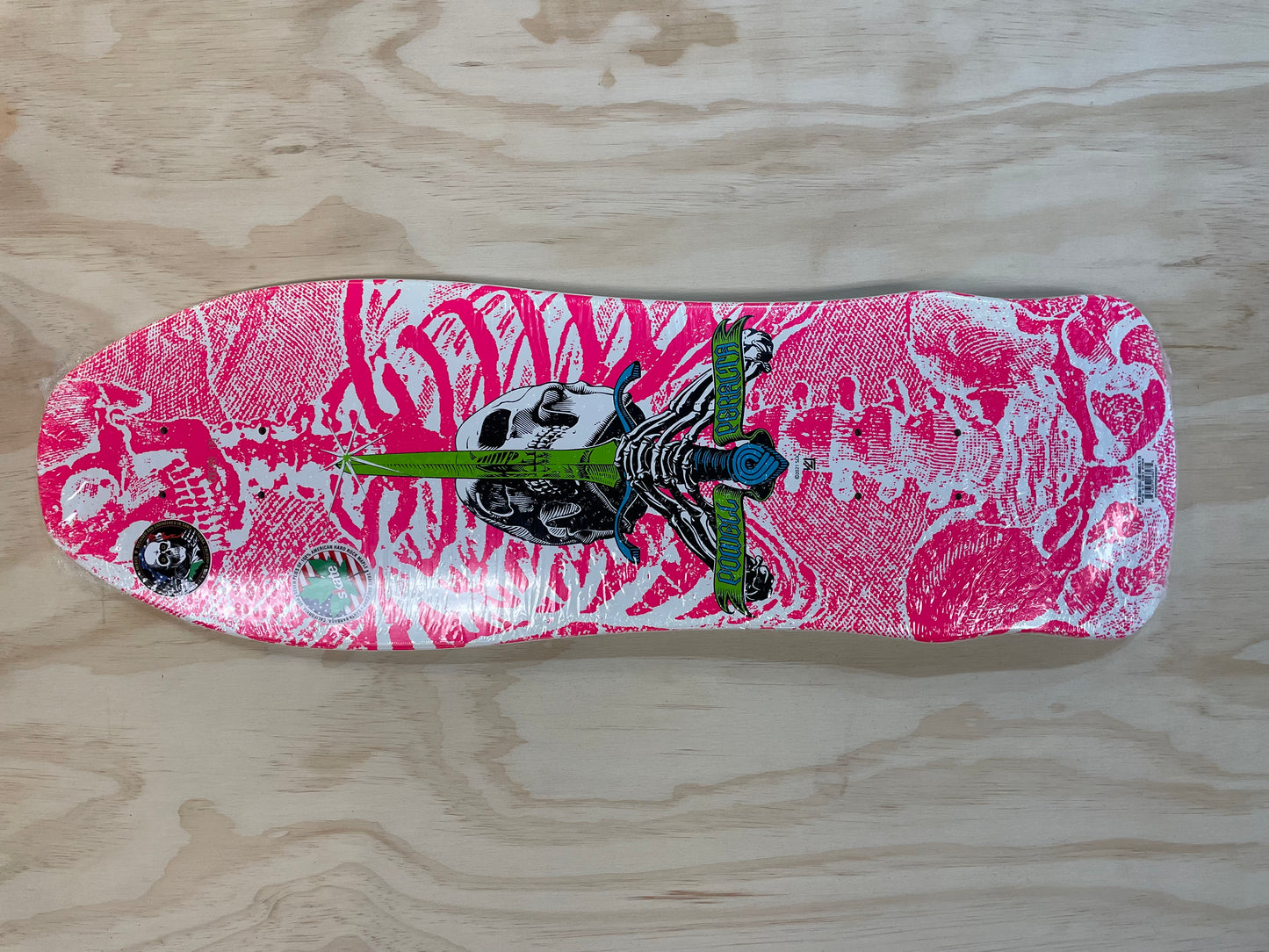 GeeGah Skull & Sword Skateboard Deck Hot Pink - 9.75 x 30