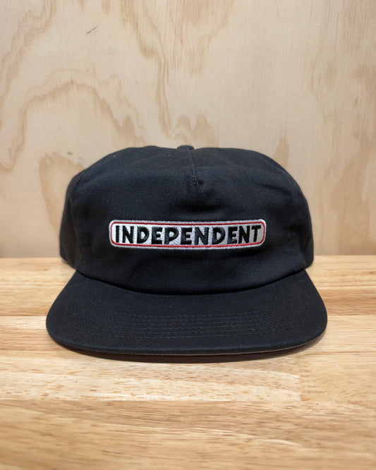 Independent Bar Logo Snapback Unstructured Hat - Black OS