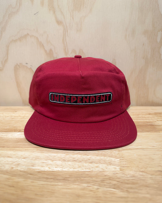 Independent - Bar Logo Snapback Unstructured Hat - Burgundy OS