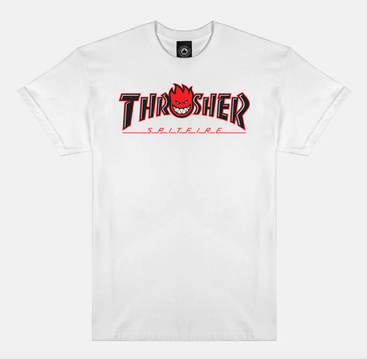 THRASHER X SPITFIRE - BIG HEAD OUTLINE - T-SHIRT - WHITE